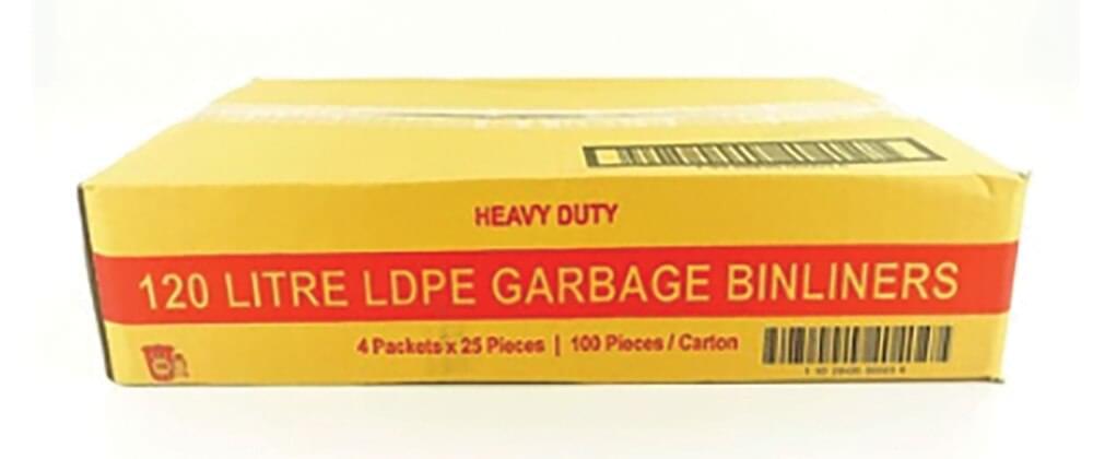 120L Black Heavy Duty LDPE Garbage bin Liners (LDBIN120H)