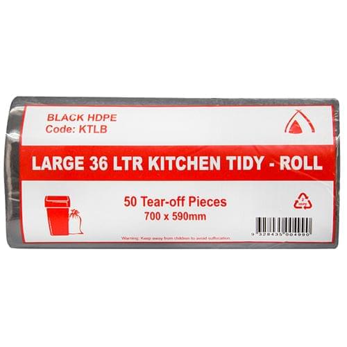 36L Large Black HDPE Office / Kitchen Garbage bin Liners (KTLB)