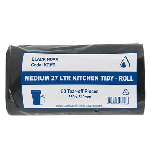 27L Medium Black HDPE Office / Kitchen Garbage bin Liners (KTMB)