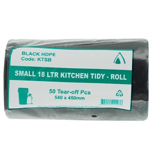 18L Small Black HDPE Office / Kitchen Garbage bin Liners (KTSB)