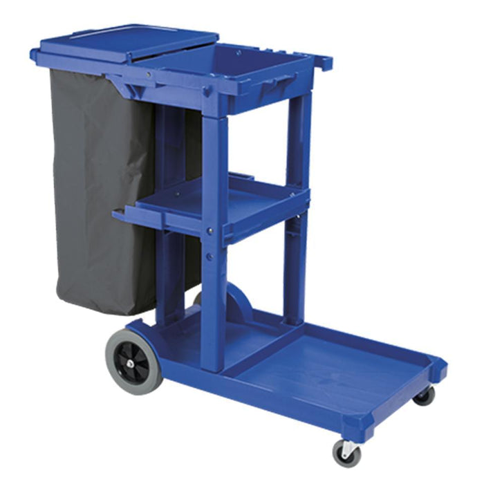 **New** Oates Janitor Trolley with Lid - Dark Blue (JC-175BL)