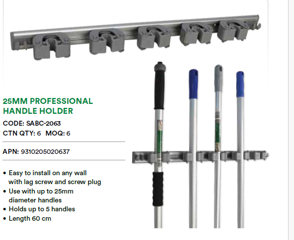 NEW Sabco Professional Handle Holder (SABC-2063) 25MM 60cm Length