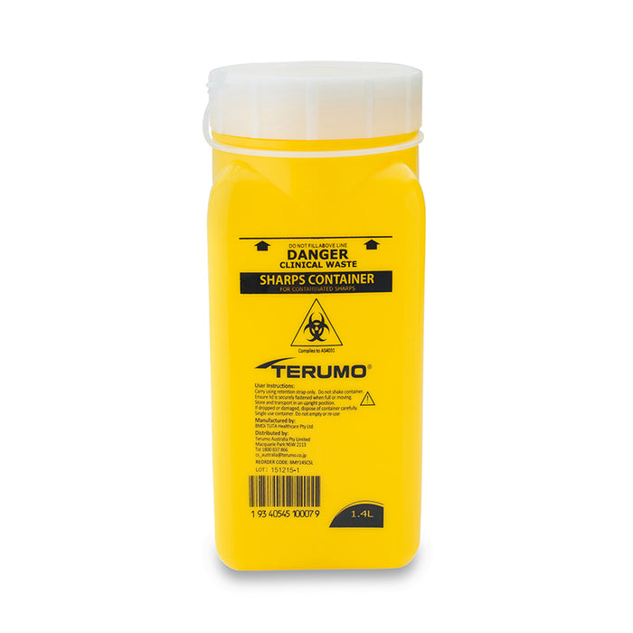 Terumo Sharps Container Bin Screw Lid 1.4L Sharps Containers 158045