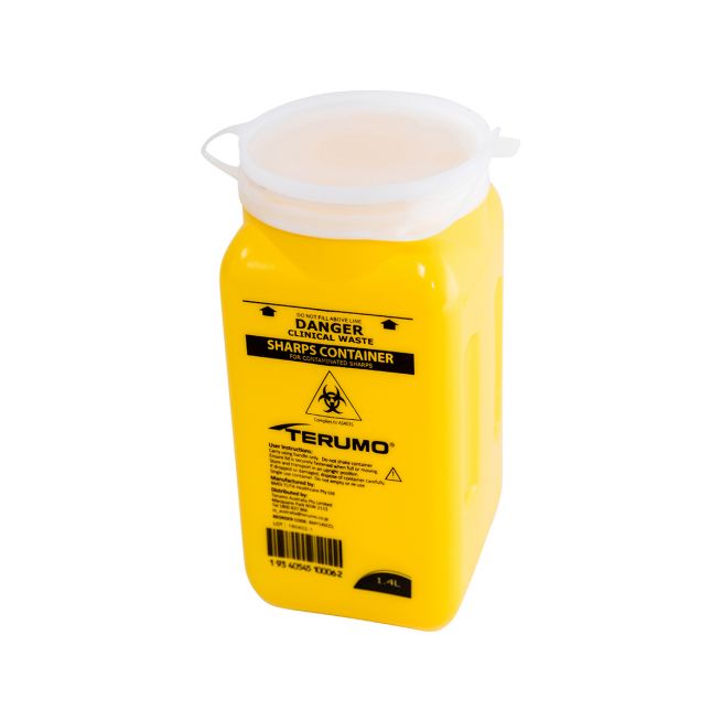 Terumo Sharps Container Bin Screw Lid 1.4L Sharps Containers 158045