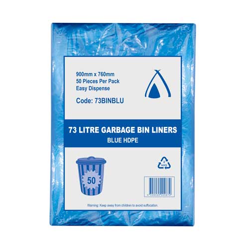 73L Blue HDPE Garbage bin Liners (73BINBLU)