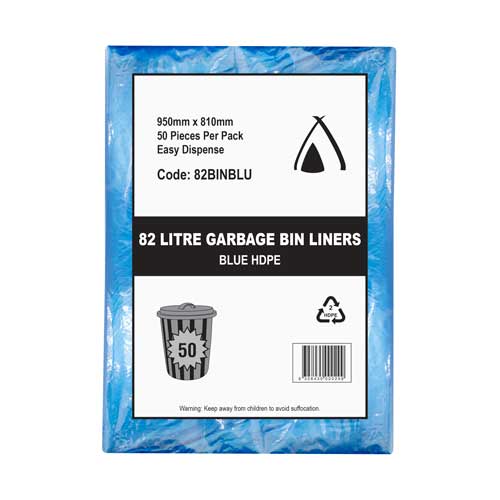 82L Blue HDPE Garbage bin Liners (82BINBLU)