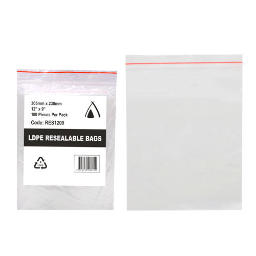 LDPE Resealable Polybag Clear 230 x 305mm 1000 (RES1209)