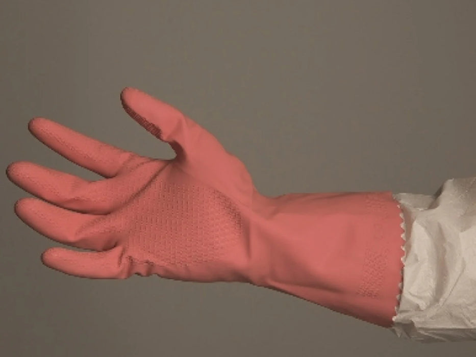 Bastion Rubber Gloves Pink Silverlined Honeycomb Grip Reusable - Large / PPE