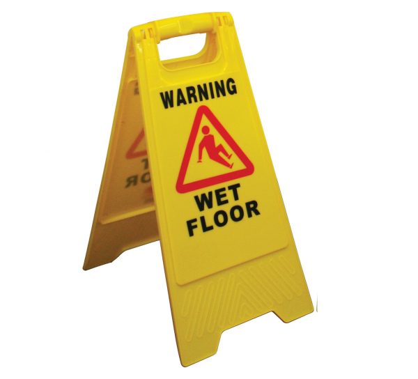 EDCO 19030 Contractor Wet Floor Safety Sign - Yellow - Individual / Janitorial and General Cleaning - Signs