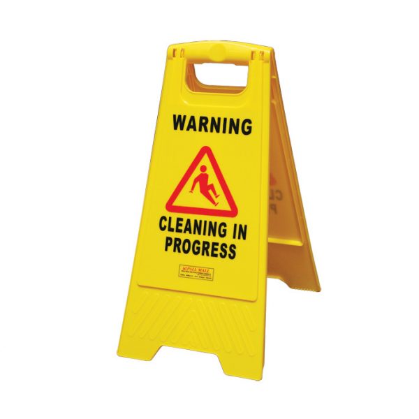 EDCO 19032 Contractor Cleaning In Progress Floor Safety Sign - Yellow - Individual / Janitorial and General - Signs