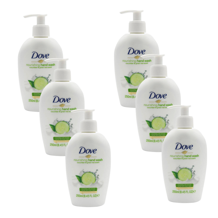 6x Dove 250ml Nourishing Hand Wash Cucumber & Green Tea Scent