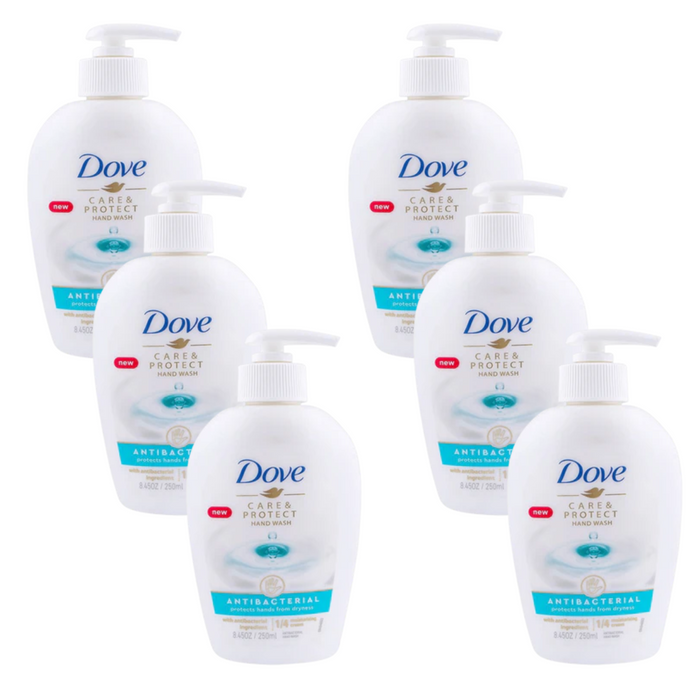 6x Dove Care and Protect Antibacterial Hand Wash 250 ml