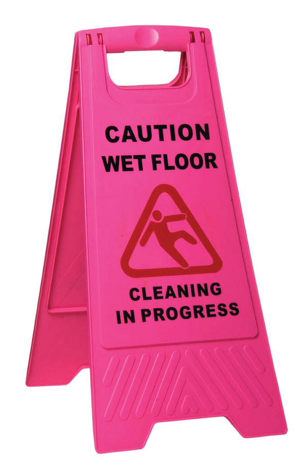 EDCO Contractor WET FLOOR SIGN - PINK - Pink - Janitorial and General Cleaning