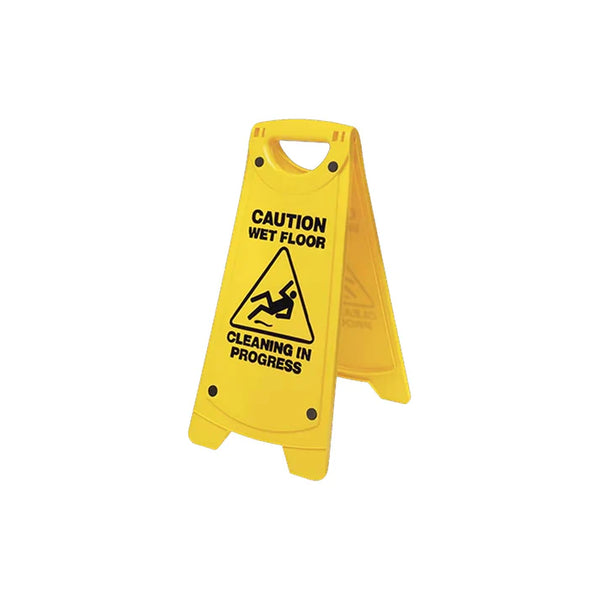 EDCO 19093 Caution Wet Floor/Cleaning In Progress A Frame Sign - Individual / Yellow - Janitorial and General Cleaning