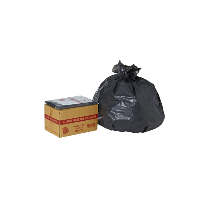 82L Black Heavy Duty LDPE Garbage bin Liners (LDBIN82H)