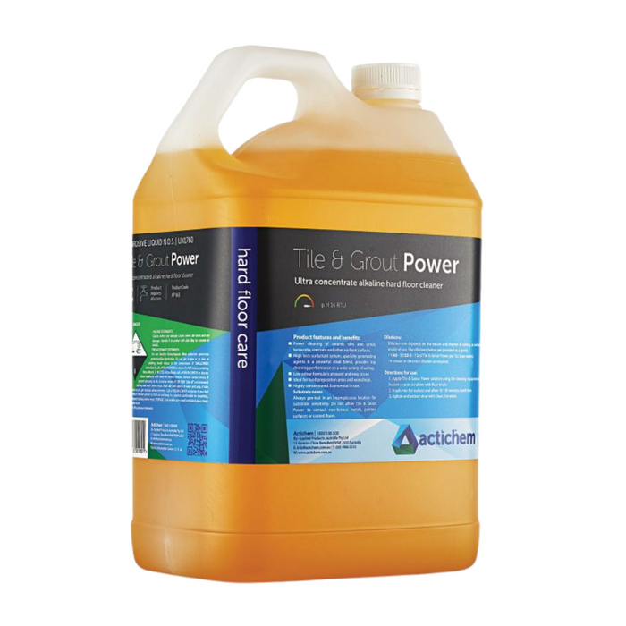Actichem Tile & Grout Power - Ultra Concentrate Alkaline Hard Floor Cleaner - 5L / Orange - Chemicals