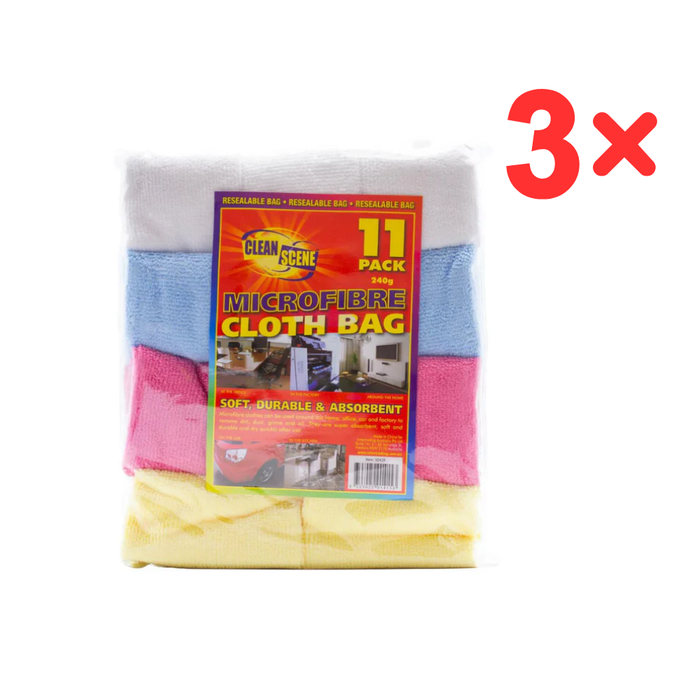 Clean Scene Microfibre Cloths Assorted Colours 11pk x 1 bag