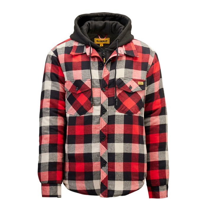 DeWALT Vozzo Hooded Flannel Jacket Insulated Winter Workwear Red