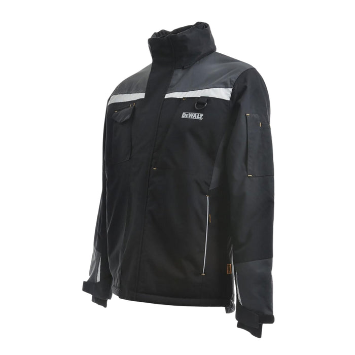 Fully waterproof and breathable black work jacket by DeWALT