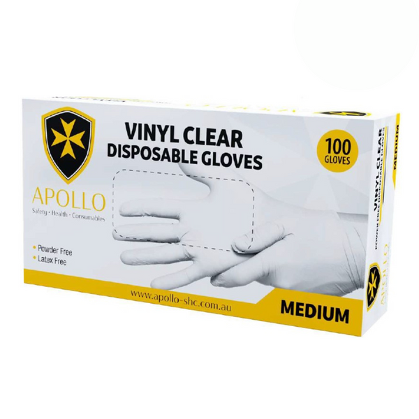 Vinyl Clear Powder Free Disposable Gloves 10 x 100 pcs. - PPE