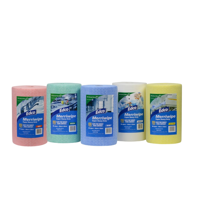 Edco Merriwipe Super Heavy Duty Wipes Rolls 90 Sheets HACCP Certified 
