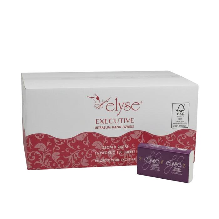 Elyse Executive Ultraslim 2 Ply Hand Towel 150 sheets 16 Pk