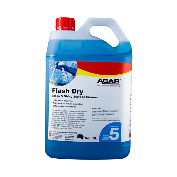 Agar Flash Dry - Glass & Shiny Surface Cleaner - 5L / Blue - Chemicals