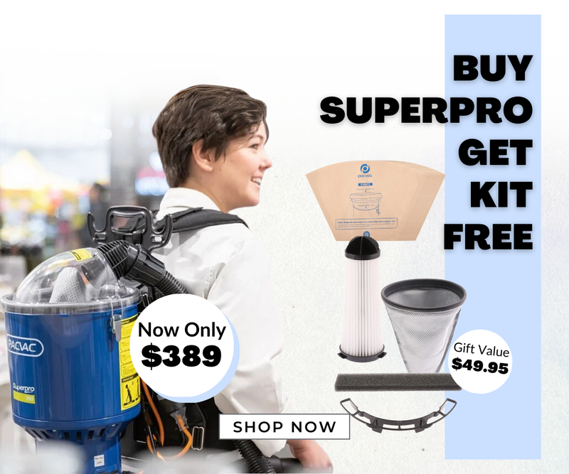 Freshway Cleaning Supplies Pacvac Backpack Superpro 700 vacuum Cleaner On special Free service kit hone version