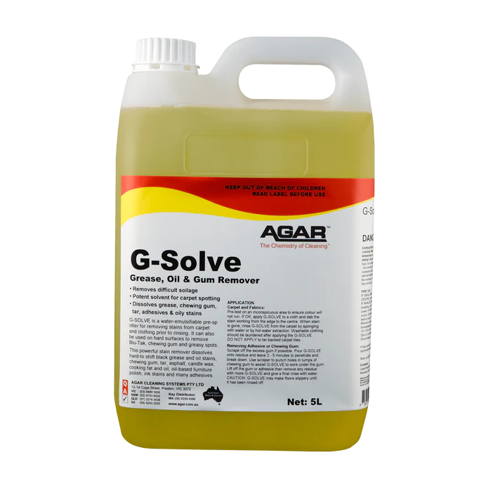 Agar G-Solve - Pre-spotter Grease, Oil & Gum Remover 5L