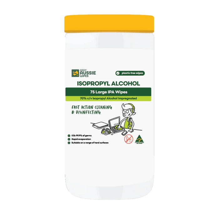 Great Aussie Wipes Isopropyl Alcohol Disinfectant Wipes – 75 Large IPA Wipes