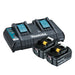 Makita 18V LXT Same Time Dual Port Rapid Battery Charger DC18RD with 2 x 5.0Ah battery