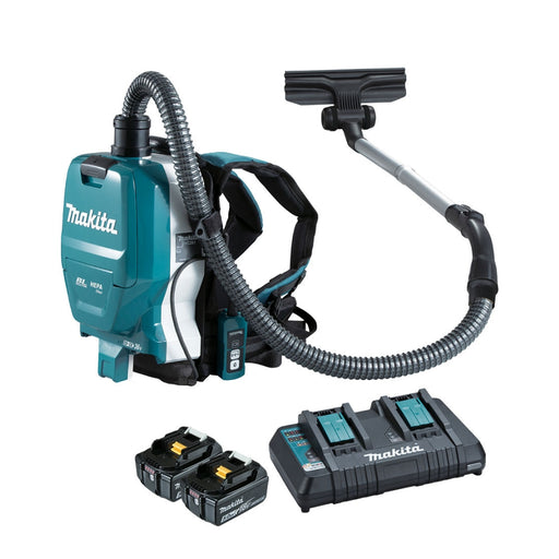 Makita 18Vx2 36V Brushless Backpack Vacuum DVC261 Kit - 2x 5.0Ah Batteries + DC18RD Charger