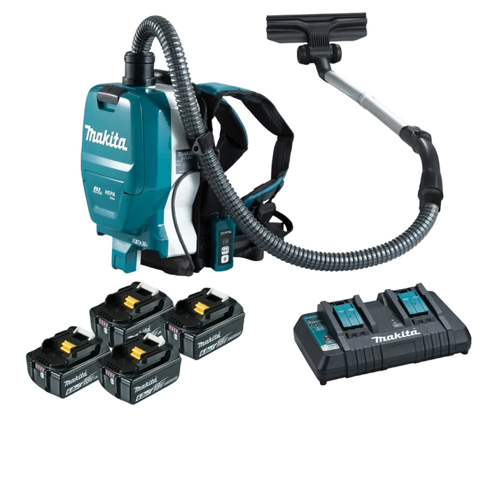 Makita 18Vx2 36V Brushless Backpack Vacuum DVC261 Kit - 4x 6.0Ah Batteries + DC18RD Charger PROMOTION