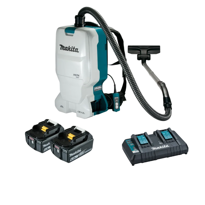 Makita 18Vx2 (36V) Brushless Backpack Vacuum DVC660G4X1 Kit - 2x 6.0Ah Batteries + DC18RD Charger PROMOTION