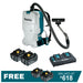 Makita 18Vx2 (36V) Brushless Backpack Vacuum DVC660G4X1 Kit - 2x 6.0Ah Batteries + DC18RD Charger PROMOTION