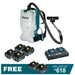 Makita 18Vx2 (36V) Brushless Backpack Vacuum DVC660G4X1 Kit - 4x 6.0Ah Batteries + DC18RD Charger PROMOTION