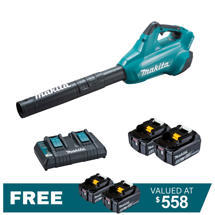 Makita 18Vx2 (36V) Brushless Turbo Blower DUB362PT2 Kit - 2x 5.0Ah Batteries + DC18RD Charger PROMOTION