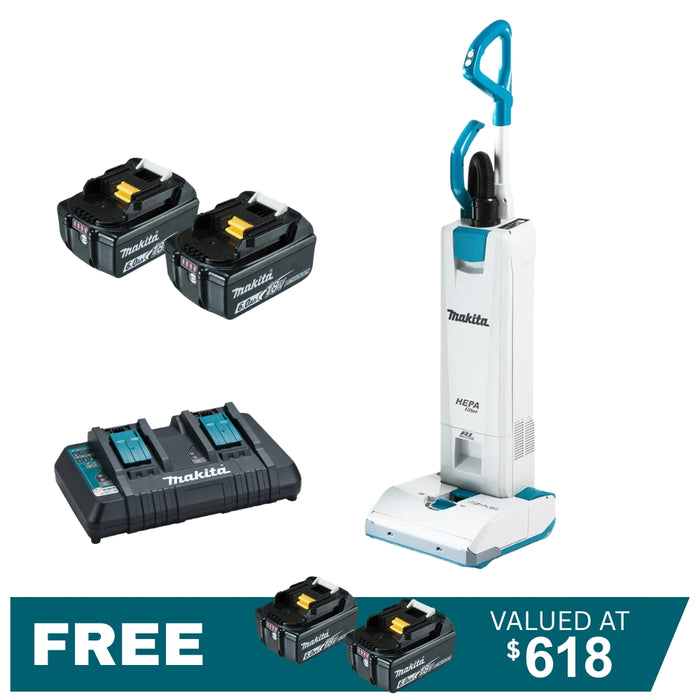 Makita 18Vx2 (36V) Brushless Upright Vacuum Cleaner DVC560PG2 Kit - 2x 6.0Ah Batteries + DC18RD Charger PROMOTION