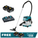 Makita 18Vx2 (36V) Brushless Wet/Dry Vacuum DVC155LTX1 Kit - 2x 5.0Ah Batteries + DC18RD Charger PROMOTION