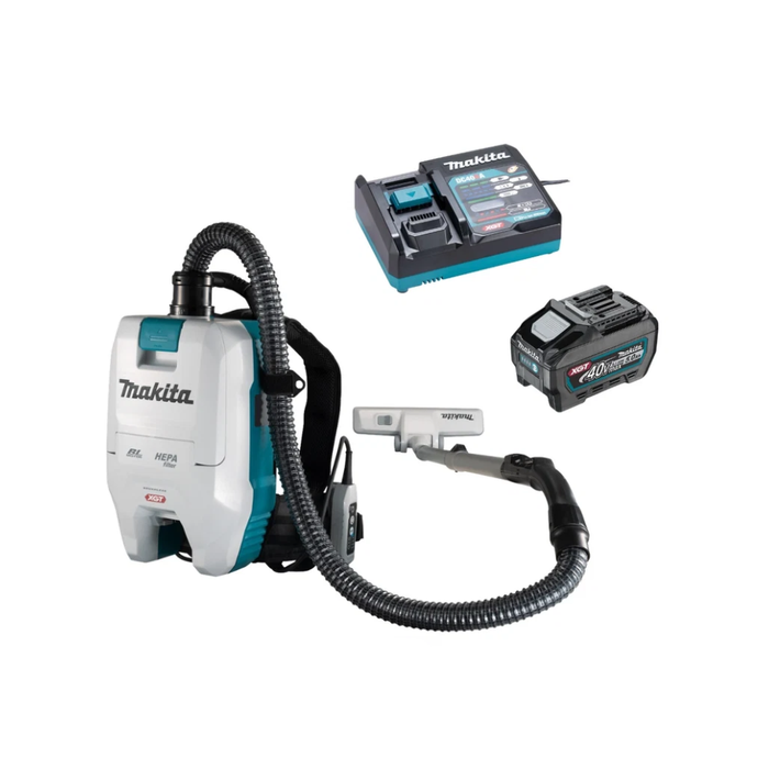 Makita_40V_Max_Brushless_Backpack_Vacuum_VC008G_Kit_-_2x_5.0Ah_Batteries_DC40RA_Single_Charger