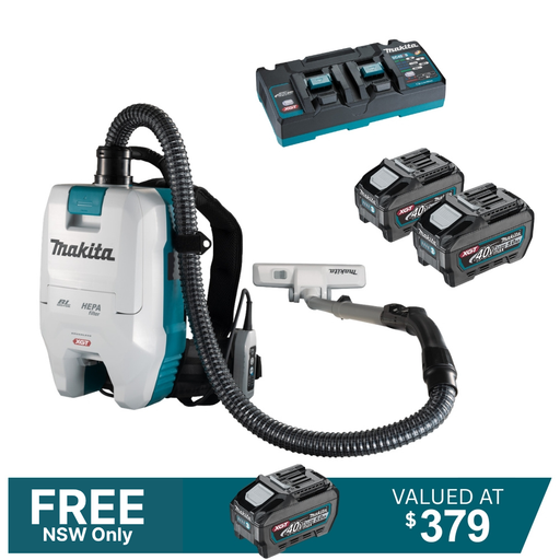 Makita_40V_Max_Brushless_Backpack_Vacuum_VC008G_Kit_-_2x_5.0Ah_Batteries_DC40RB_Dual_Charger_PROMOTION