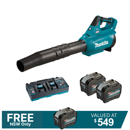 Makita 40V Max XGT Brushless Blower UB001GL201 Kit 1x DC40RB Dual Port Charger + 2x 8Ah Battery PROMOTION