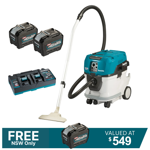 Makita 80V Max (40Vx2) Brushless M-Class Dust Extraction Vacuum VC006GML21 Kit - 2x 8.0Ah Batteries + DC40RB charger PROMOTION