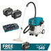 Makita 80V Max (40Vx2) Brushless M-Class Dust Extraction Vacuum VC006GML21 Kit - 2x 8.0Ah Batteries + DC40RB charger PROMOTION