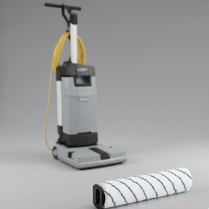 Nilfisk 310 mm microfibre cylindrical brush engineered for optimal cleaning with the SC100 scrubber/dryer, ensuring deep cleaning with minimal surface abrasion