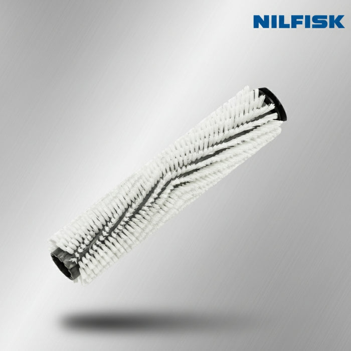 Nilfisk white 310 mm cylindrical brush providing reliable scrubbing performance for delicate and polished surfaces using Nilfisk scrubber/dryer units
