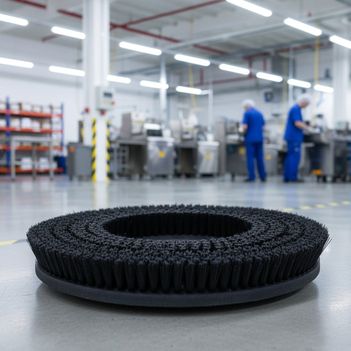 Nilfisk 430 mm Mid-Grit 240 brush disc engineered for heavy-duty scrubbing and surface preparation, ensuring reliable cleaning results on tough floor types