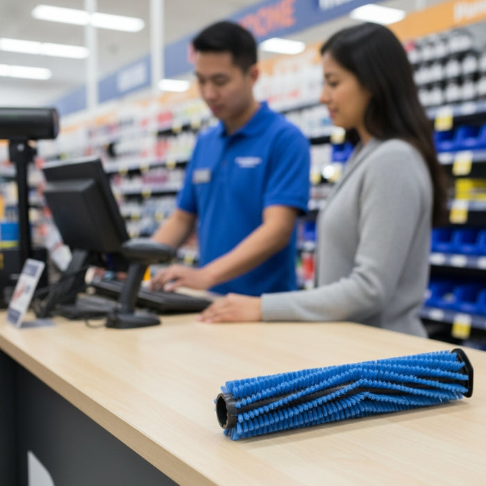 Nilfisk 310 mm blue cylindrical brush engineered for reliable and efficient cleaning, suitable for use with Nilfisk scrubber/dryer equipment in commercial spaces