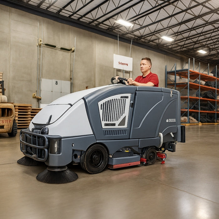 Nilfisk CS7010 diesel hybrid ride-on scrubber sweeper engineered for durability and maximum cleaning efficiency in large facilities
