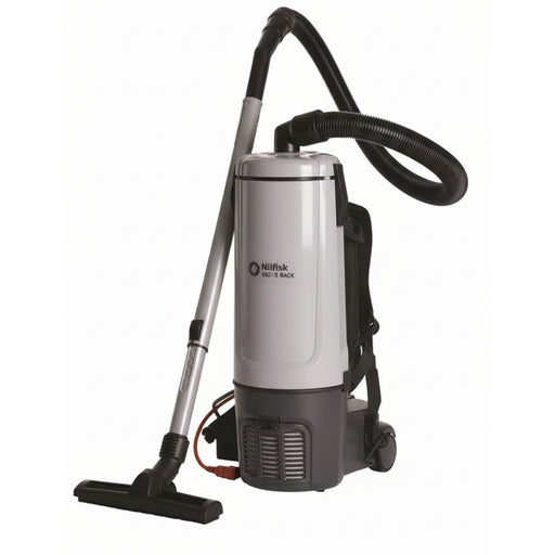 Nilfisk GD5 HEPA commercial backpack vacuum cleaner with advanced filtration for efficient daily cleaning in offices and facilities